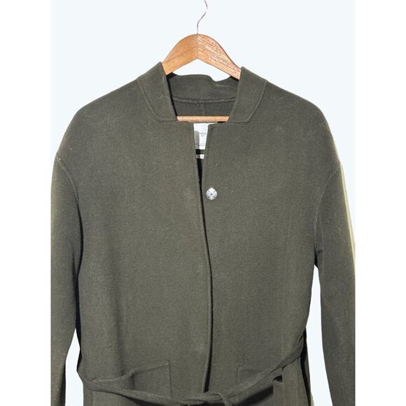 MNG · Small · Wool Blend · Belted Long Coat · Button Front · Olive Green - Picture 3 of 9